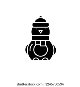 Funny penguin black icon, vector sign on isolated background. Funny penguin concept symbol, illustration 