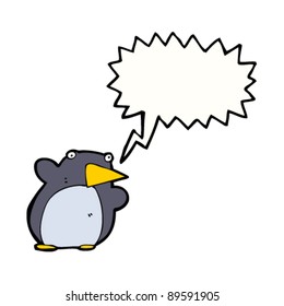 funny penguin cartoon character shouting