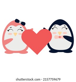 funny penguin cartoon, vector illustration