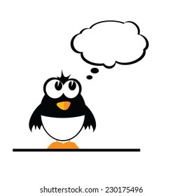 funny penguin color vector illustration on a white