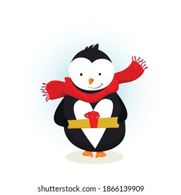 Funny penguin illustration. Cartoon vector illustration.Eps10