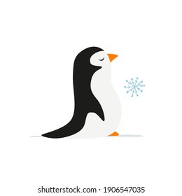 Funny Penguin isolated on white. Sketch for your design. Vector illustration