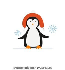 Funny Penguin isolated on white. Sketch for your design. Vector illustration