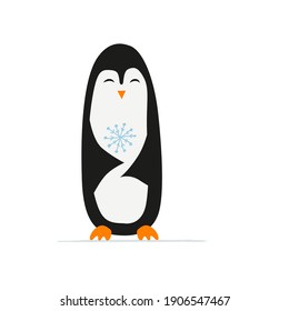 Funny Penguin isolated on white. Sketch for your design. Vector illustration