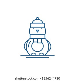 Funny penguin line icon concept. Funny penguin flat  vector symbol, sign, outline illustration.