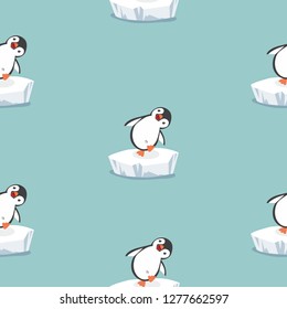 funny penguin on ice float pattern