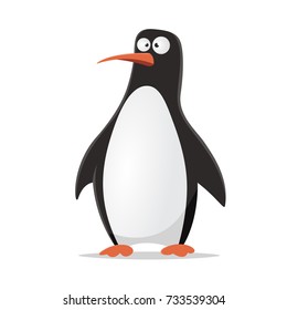 Funny penguin on white background. Vector illustration.