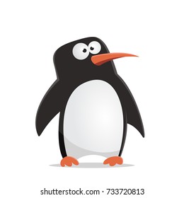 Funny penguin on white background. Vector illustration.