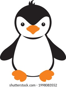 Funny penguin. Simple flat drawing. Vector