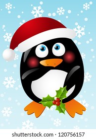 funny penguin stripper in santa hat