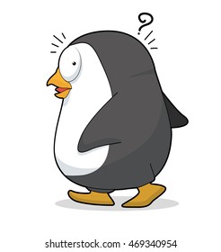 Funny Penguin Surprise Face Vector