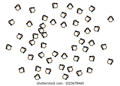 Funny penguins. Abstract pattern with penguins. Isolated. Modern creative style. Design for cards, invitations, parties, carnival, children's holiday and your project. Vector