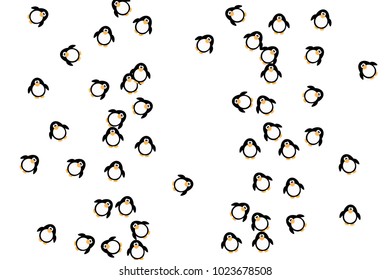 Funny penguins. Abstract pattern with penguins. Isolated. Modern creative style. Design for cards, invitations, parties, carnival, children's holiday and your project. Vector