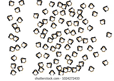Funny penguins. Abstract pattern with penguins. Isolated. Modern creative style. Design for cards, invitations, parties, carnival, children's holiday and your project. Vector