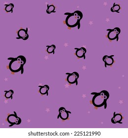 Funny Penguins on background seamless pattern. vector
