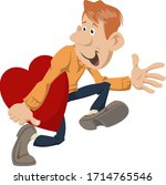 Funny people. Cartoon heart's burglar.