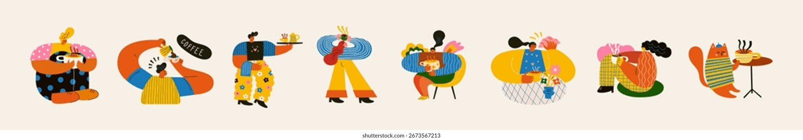 Personajes de personas divertidas. Un grupo de personas está hablando. Equipo creativo. Personas ocio
