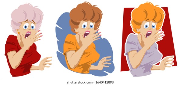 Funny people. Girl screaming in horror.