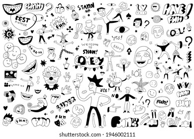 
funny people ,humor - doodle set