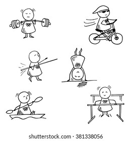 Funny people icons. Set of vector sports symbols. Summer sports.
