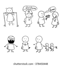Funny people icons. Vector Illustration.