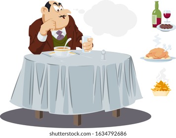 Funny people. Man in restaurant.