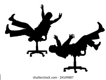 funny people on chair silhouette vector