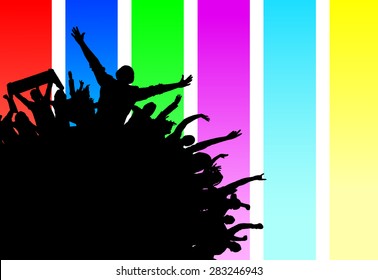 Funny people on a colored background .