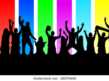 Funny people on a colored background .