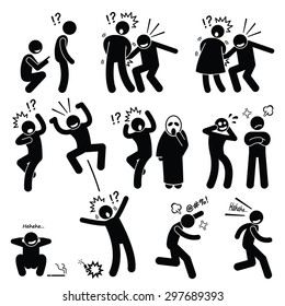 Funny People Prank Playful Actions Stick Figure Pictogram Icons