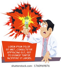 Funny people. Scientist chemist conducts experiments.