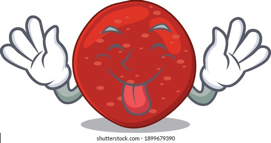 Funny peperoni cartoon design with tongue out face. Vector illustration