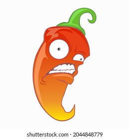 Funny pepper. Cartoon pepper drawn with a funny face. Vector illustration 