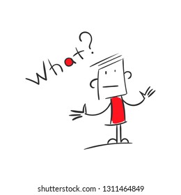 what? funny person, simple cartoon illustration