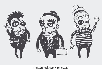 funny personages set. vector illustration.