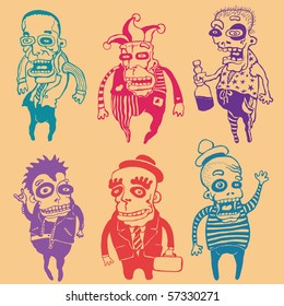 funny personages set. vector illustration.