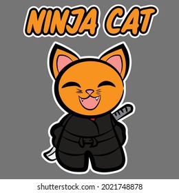 funny pet black ninja cat women men kids wo sport t ( design vector illustration for use in design and print wall art poster canvas