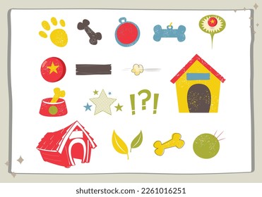 Funny pet dogs icon illustration with comic style drawing design