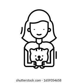 Funny pet line icon, concept sign, outline vector illustration, linear symbol.
