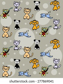 Funny Pets. Child's Vector pattern