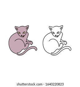 Funny pets on a white background. Different cartoon cats set. Simple modern geometric flat style vector illustration. For decoration of children's rooms, textiles, wallpaper, postcards, etc.