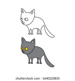 Funny pets on a white background. Different cartoon cats set. Simple modern geometric flat style vector illustration. For decoration of children's rooms, textiles, wallpaper, postcards, etc.