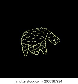 Funny phosphor luminous alpaca animal. Hand drawn variou funny cute llama animal. Lama vector illustration
