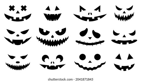 Funny Physiognomies Set Halloween Pumpkins Carved Stock Vector (Royalty ...