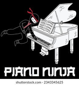 Funny piano ninja t-shirt design