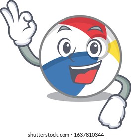 A funny picture of beach ball making an Okay gesture