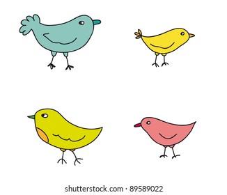 funny picture with  birds in vector