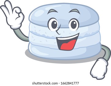 A funny picture of blueberry macaron making an Okay gesture