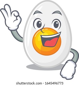 A funny picture of boiled egg making an Okay gesture