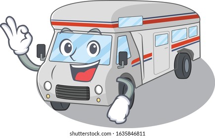 A funny picture of campervan making an Okay gesture